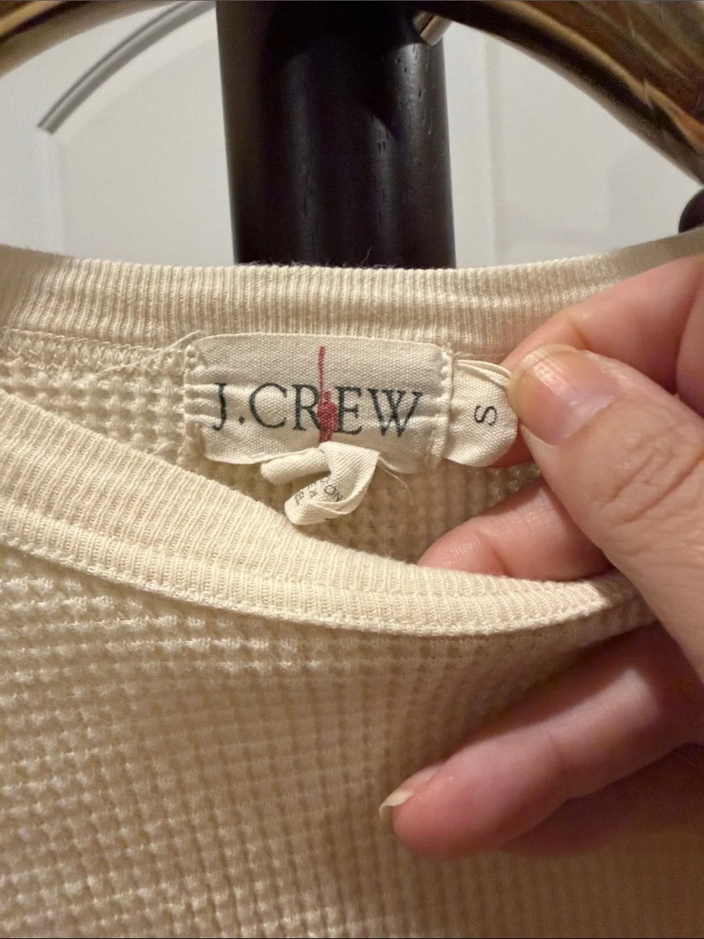 J Crew Cream Waffle Knit Long Sleeve Top